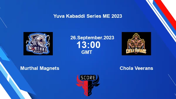 Murthal Magnets vs Chola Veerans livescore, Match events MM vs COV, Yuva Kabaddi Series ME 2023, tv info