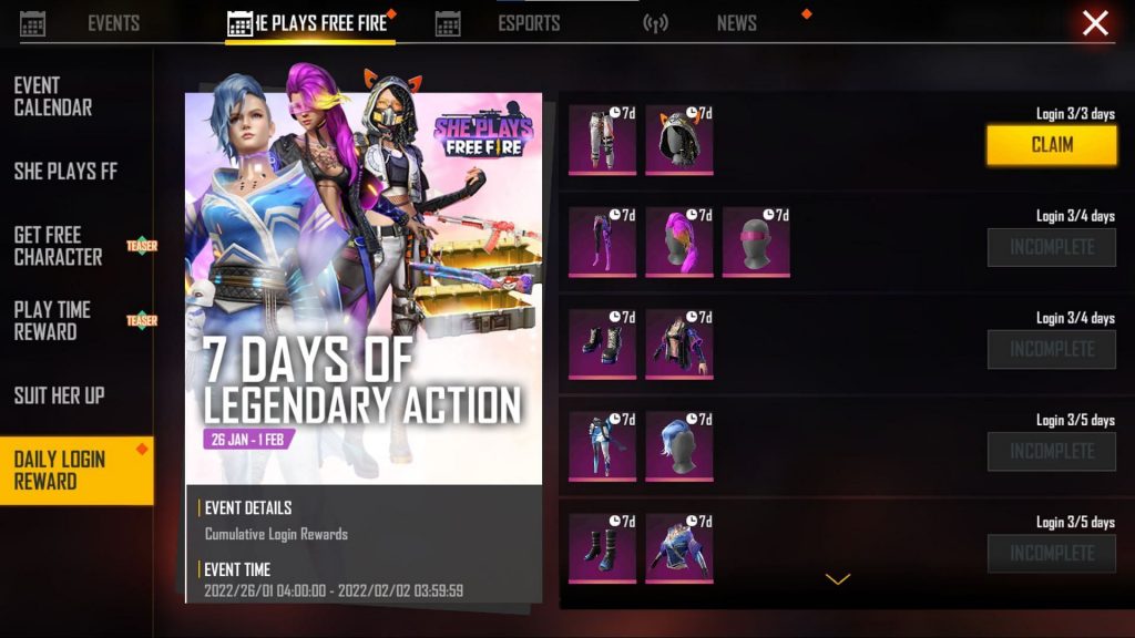 How to get Free Fire Rewards today (28 January 2022) with a free legendary emote?