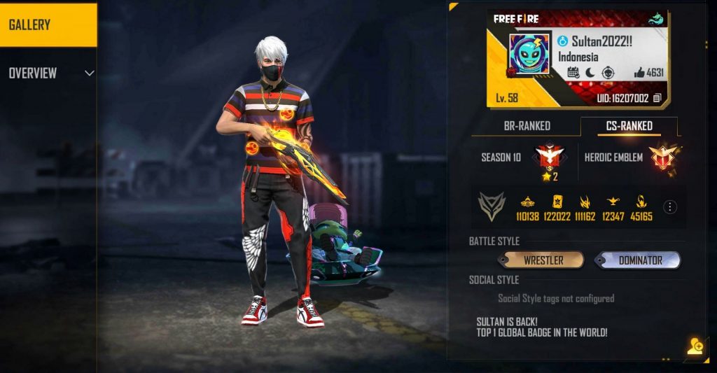 GARENA FREE FIRE: Sultan Proslo’s FF ID Name, Stats, Monthly Income, and more(2022)
