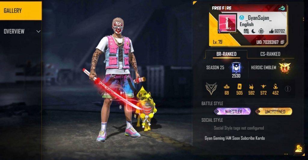 GARENA FREE FIRE: Gyan Gaming’s  Free Fire ID, Stats, and more (2022)