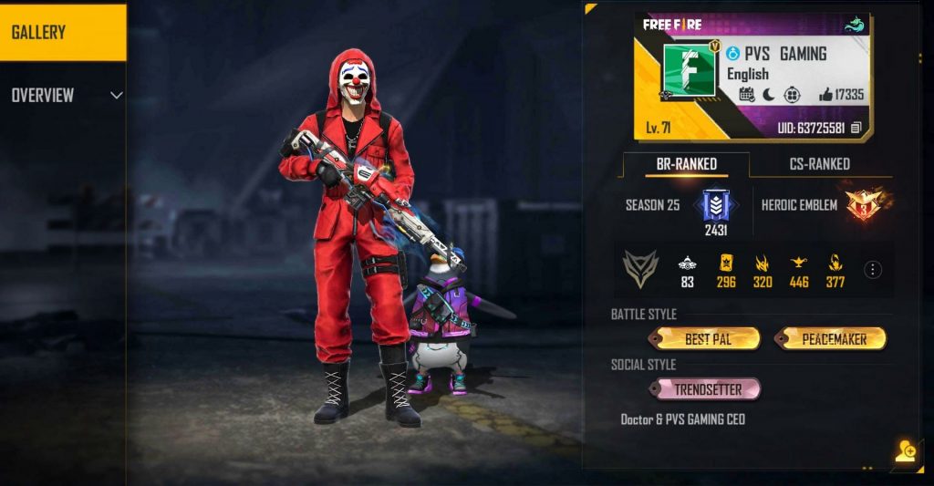 GARENA FREE FIRE: PVS Gaming’s FF ID Number, Monthly Income, Stats, and more (2022) 
