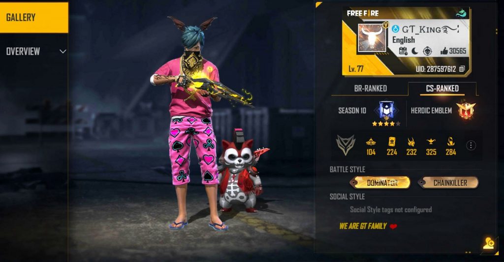 GARENA FREE FIRE: GT King’s Free Fire ID, Stats, and more (2022)