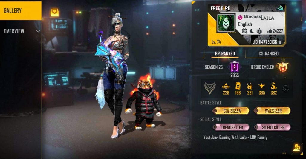 GARENA FREE FIRE: Gaming With Laila’s ID, Stats, Rank, Guild, and more (January 2022)