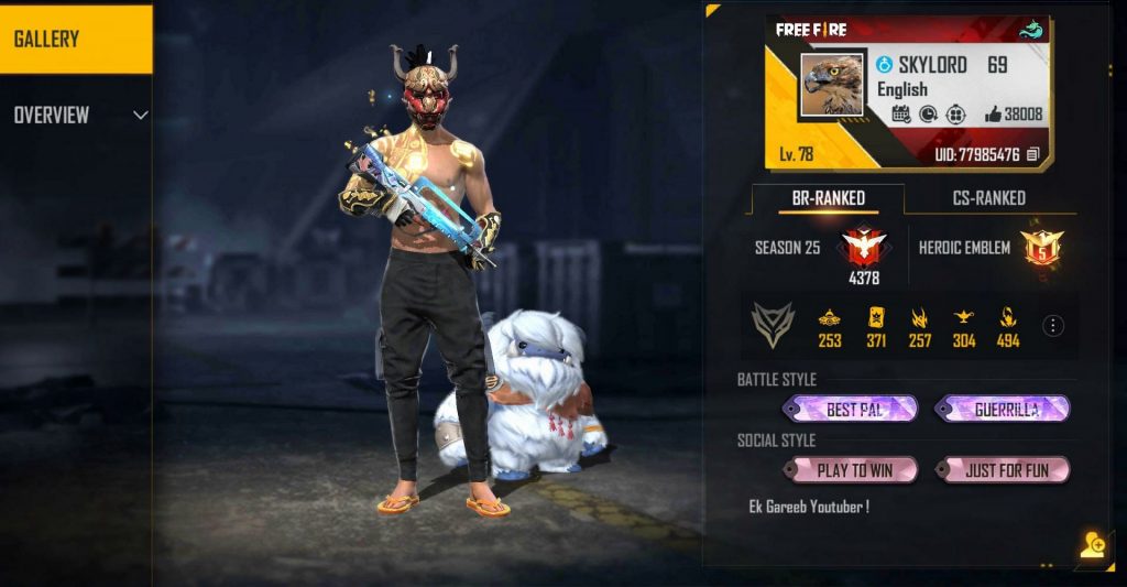 GARENA FREE FIRE: Skylord’s FF ID, Guild, Stats, Youtube Channel, and More (January 2022)