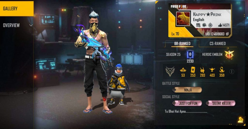 GARENA FREE FIRE: Happy Prince Gaming’s FF ID Number, Monthly Income, Stats, and more (2022)