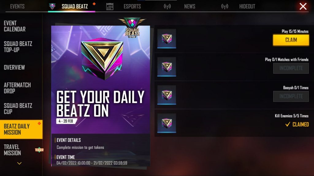 How to get free Jewel Mystified Bundle, Gun Skins, and more in Free Fire Squad Beatz Event?