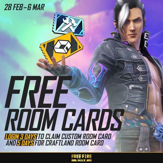 Get Free Room Cards, Vouchers, and More for free this week in Free Fire Max