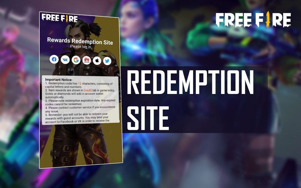 Free Fire official Redemption site and Steps to redeem Free Fire rewards