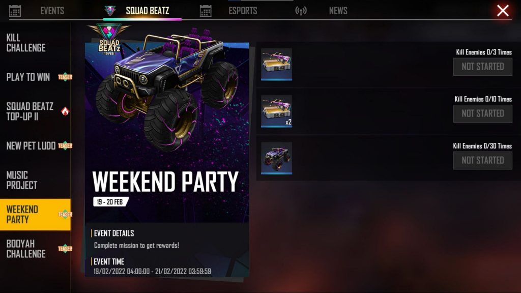 Steps to get free monster truck skin in Garena Free Fire in February 2022