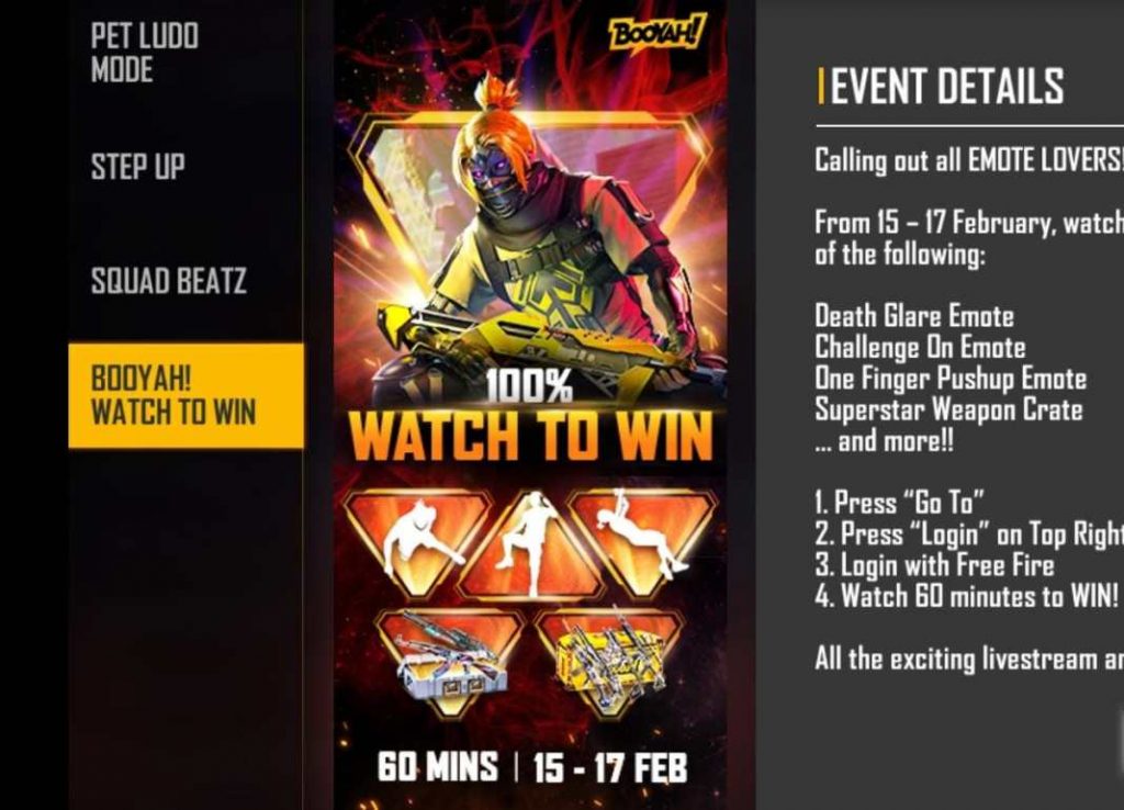 Free Fire Max Booyah Watch-To-Win Event: Get exclusive emotes, weapon crate, and more in February 2022 