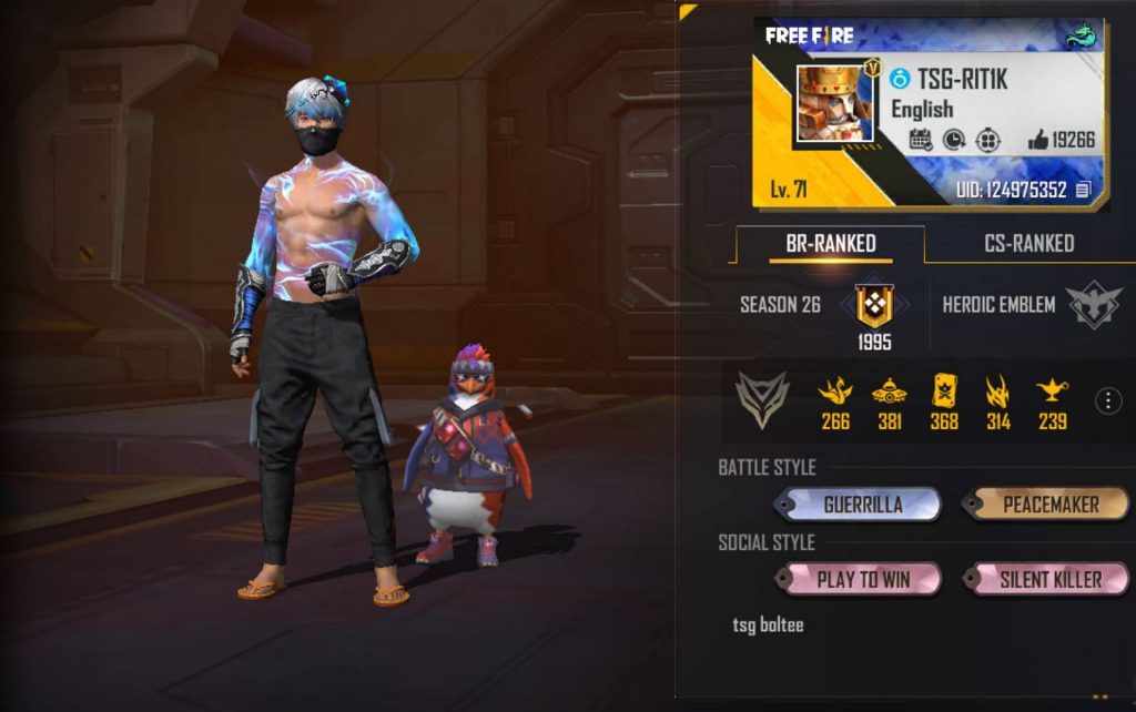 TSG Ritik Free Fire Max ID, Stats, Rank, Youtube income, and more in July 2022