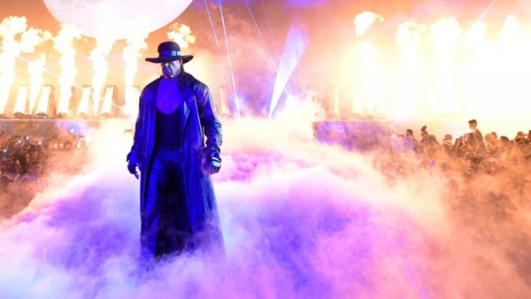 The Undertaker making entrance in his deadman gimmick