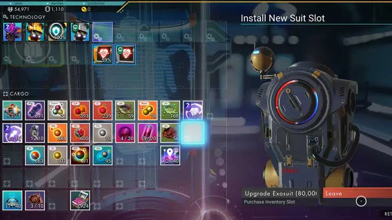 Upgrading Your Exosuit Inventory Space