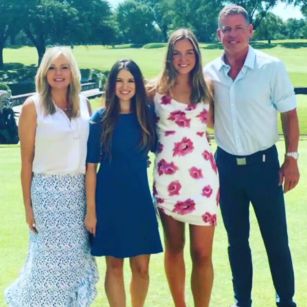 Troy Aikman and Rhonda Worthey with Daughters Alexa and Jordan