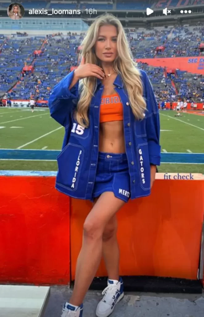 Alexis Loomans, Miss Wisconsin USA 2023, stood by her boyfriend, Florida Gators quarterback Graham Mertz, as they celebrated the Gators' victory over Tennessee on September 16, 2023, in Gainesville