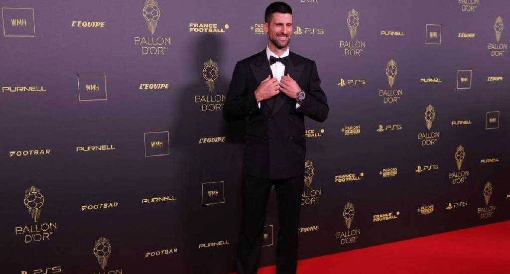 Novak Djokovic attends the 2023 Ballon d’Or ceremony