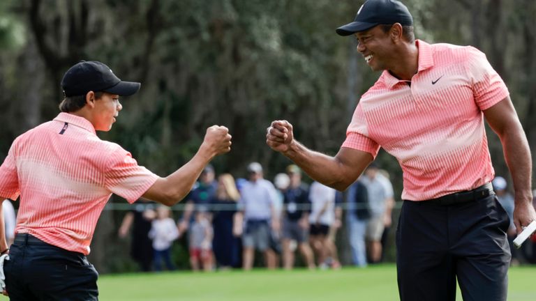 When are Tiger Woods and Charlie Woods teeing off together next?